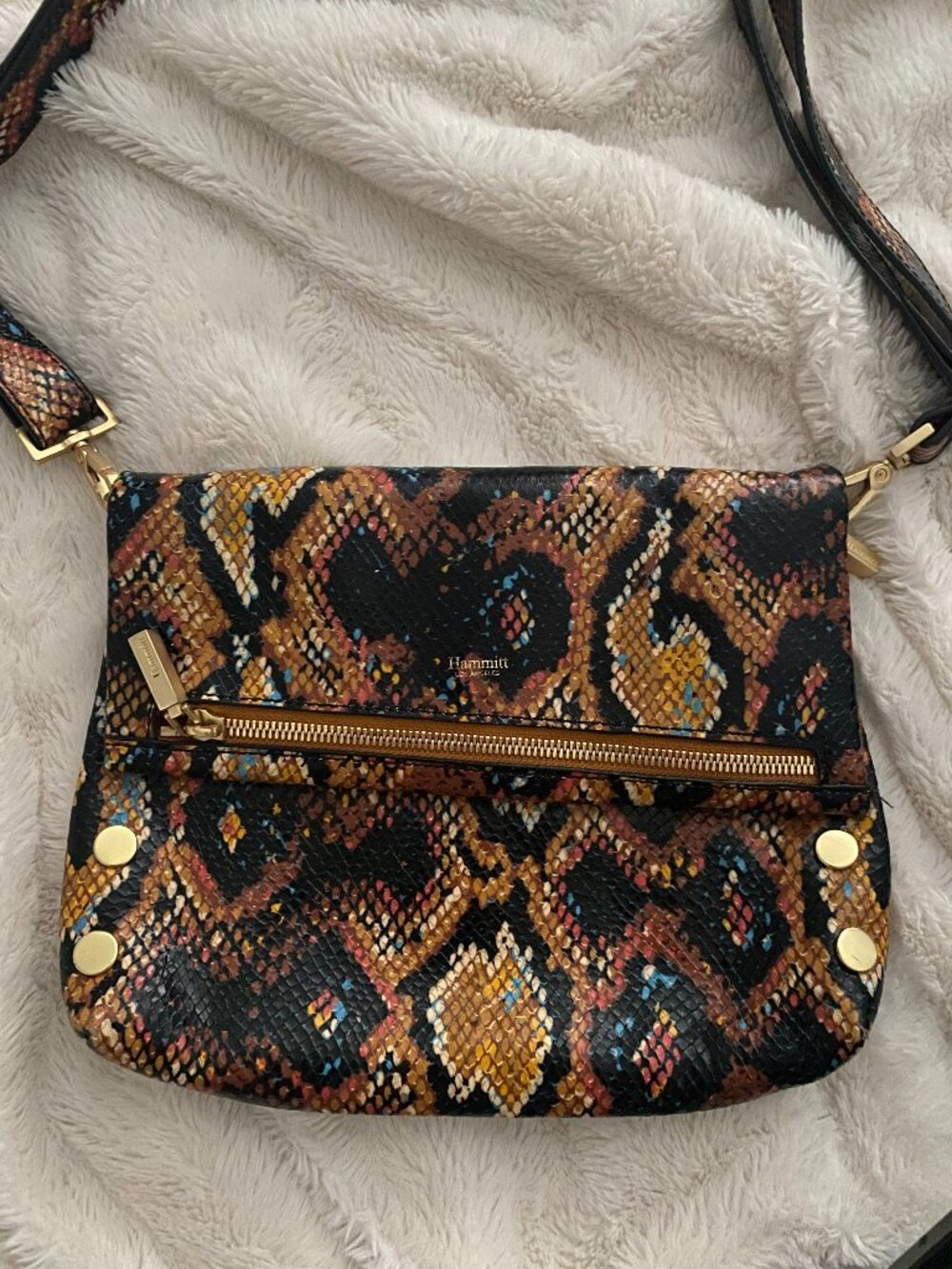 Hammitt Multicolor Snake-Print Crossbody Bag with Gold Hardware